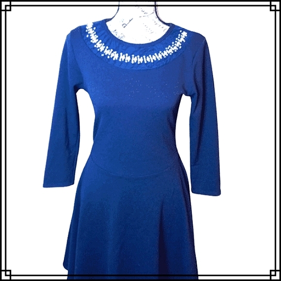 Pinc Cobalt Blue Fit & Flare Mini Skater Dress Size Med - Picture 2 of 6